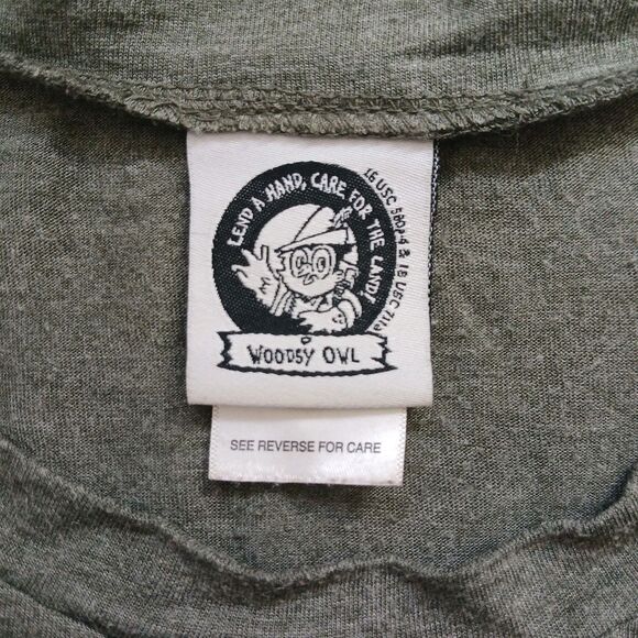 Womens Give A Hoot Don't Polute Woodsy Owl T-shirt XXL Heather Green Jerry Leigh - Picture 4 of 7